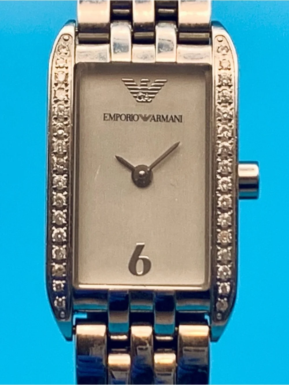 EMPORIO ARMANI AR-3127 Women’s Tank Quartz Bracelet Wristwatch Works New Battery